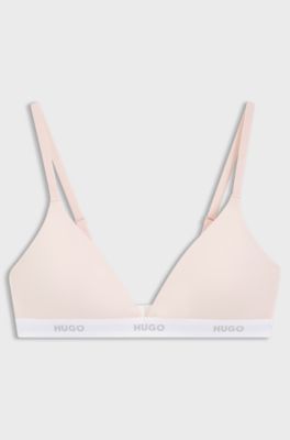 Triangel-BH aus Stretch-Baumwolle mit Logo-Band, Hellrosa