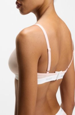 Triangle bra in stretch cotton with logo band, light pink
