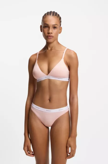 Stretch-cotton triangle bra with logo elastic
