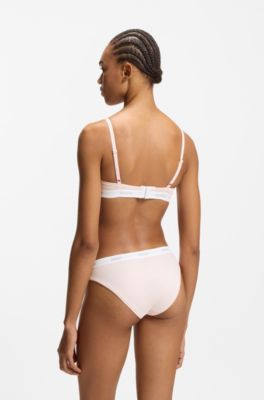 Triangle bra in stretch cotton with logo band, Light Pink