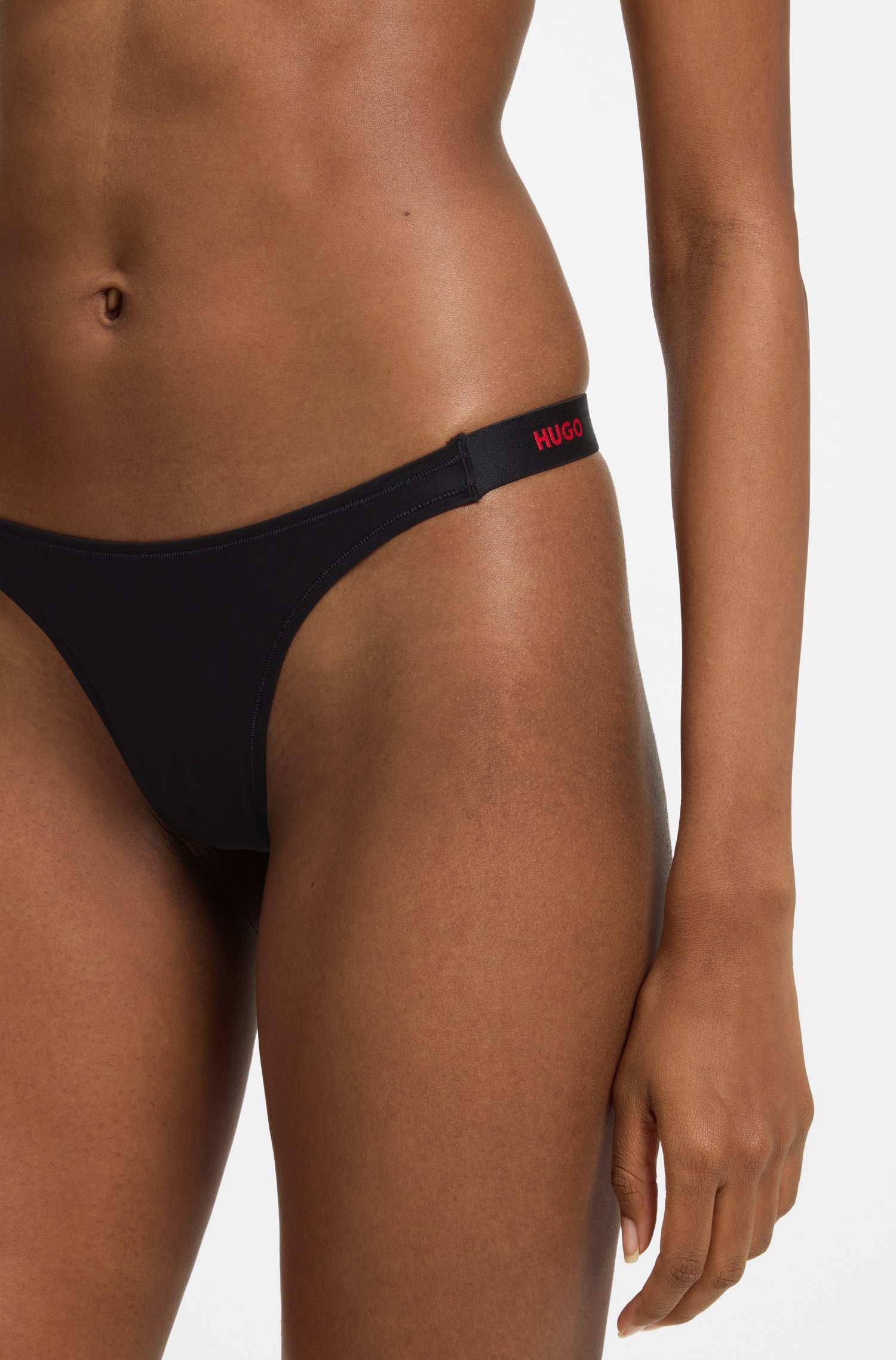 Hugo Stretch-cotton thong trosor dam – bild 3