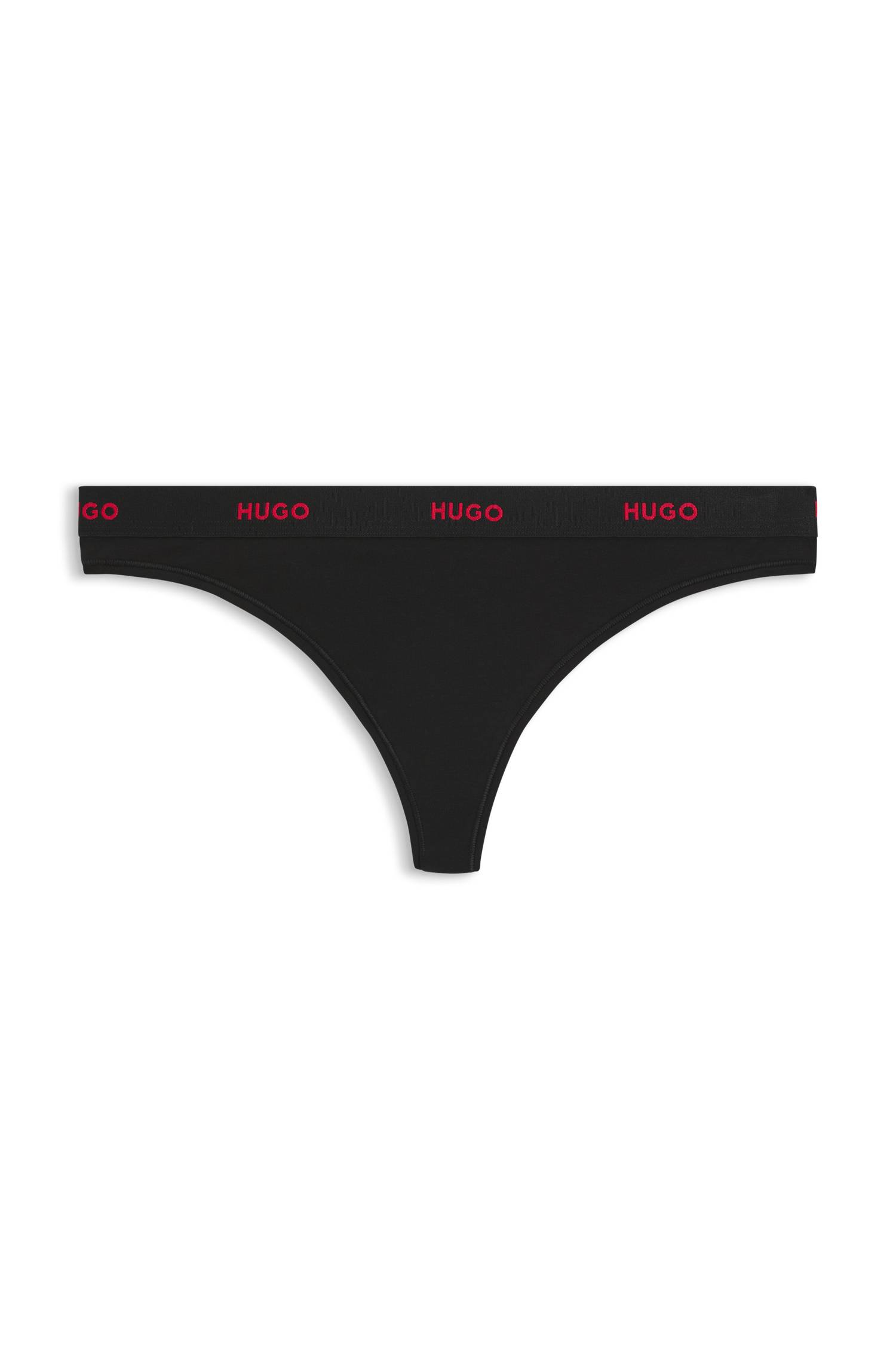 Hugo Stretch-cotton thong with logo waistband trosor dam – bild 4