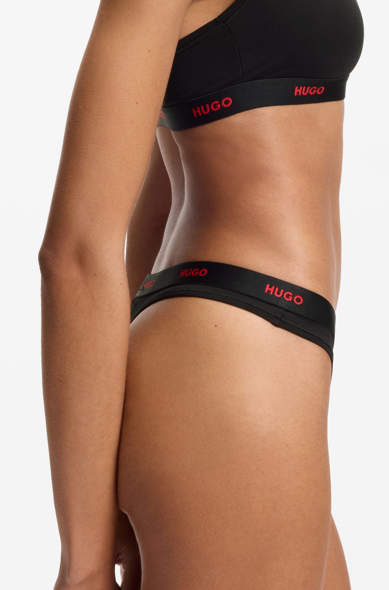Hugo Stretch-cotton thong with logo waistband trosor dam – bild 3