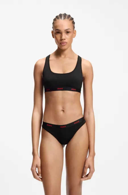 String aus Stretch-Baumwolle mit Logos am Bund