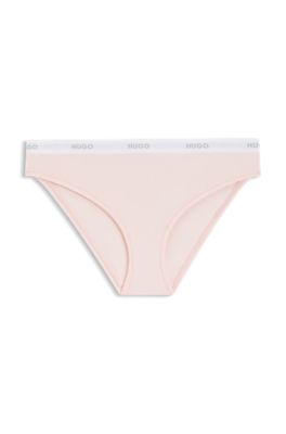 Stretch-cotton briefs with repeat logos, light pink