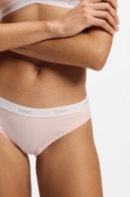 Slip in cotone elasticizzato con logo ripetuto, Rosa chiaro