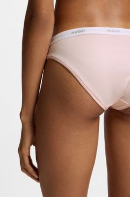 Stretch-cotton briefs with repeat logos, light pink