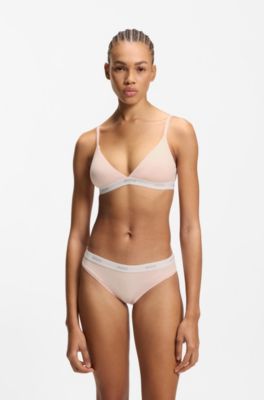 Stretch-cotton briefs with repeat logos, light pink