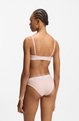 Stretch-cotton briefs with repeat logos, light pink