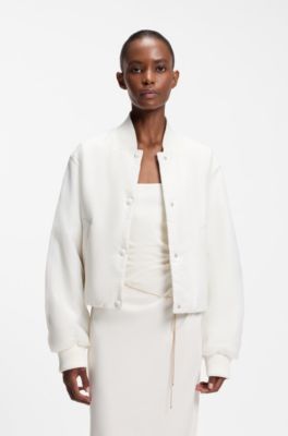 Water-repellent jacket with chiffon overlay, White