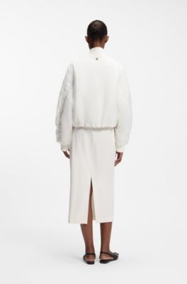 Giubbotto idrorepellente con sovrapposizione di chiffon, Bianco