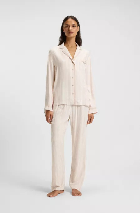Striped pyjama shirt with logo trim