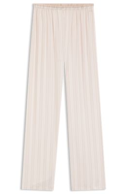 Striped pyjama bottoms with logo trim, Light Beige