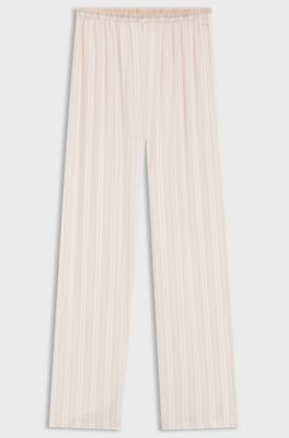 Pantaloni del pigiama a righe con profili logo, Beige chiaro