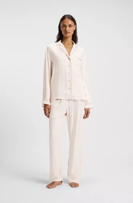 Striped pyjama bottoms with logo trim