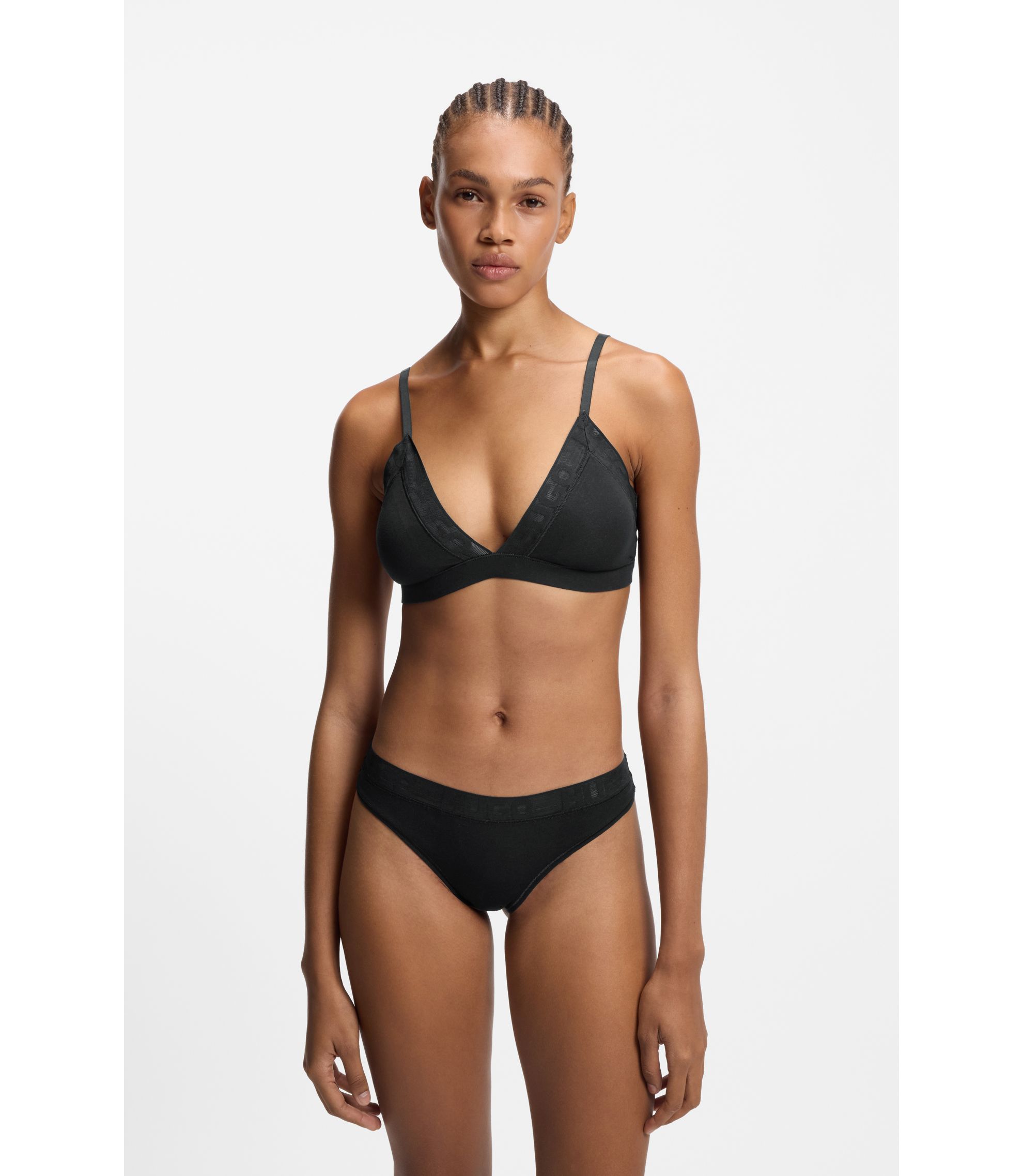 Triangel-BH aus Stretch-Baumwolle mit Logo-Details