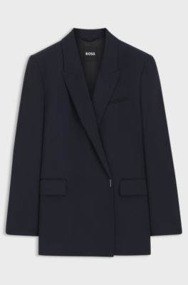 Relaxed-fit blazer with a double-breasted front, Dark Blue