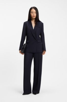 Relaxed-fit blazer with a double-breasted front, Dark Blue