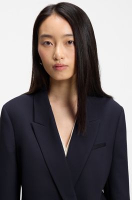 Relaxed-fit blazer with a double-breasted front, Dark Blue