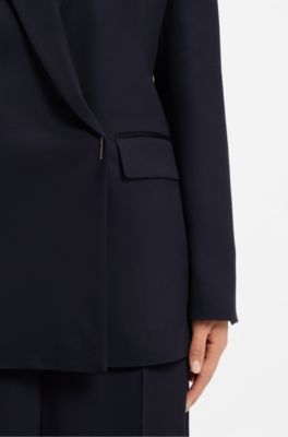 Relaxed-fit blazer with a double-breasted front, Dark Blue