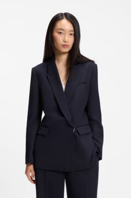 Relaxed-fit blazer with a double-breasted front, Dark Blue