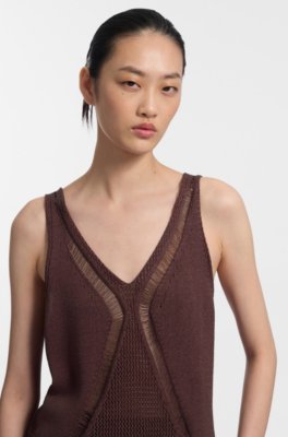 Boss Knitted top with mixed structures toppar dam – bild 3