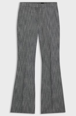 Pantaloni regular fit di flanella effetto m&eacute;lange, Grigio scuro