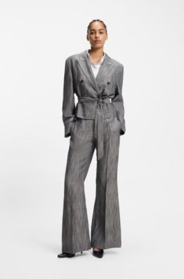 Regular-fit trousers in melange denim, Dark Grey