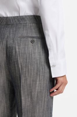Regular-fit trousers in melange denim, Dark Grey