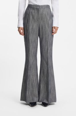 Pantaloni regular fit di flanella effetto m&eacute;lange, Grigio scuro