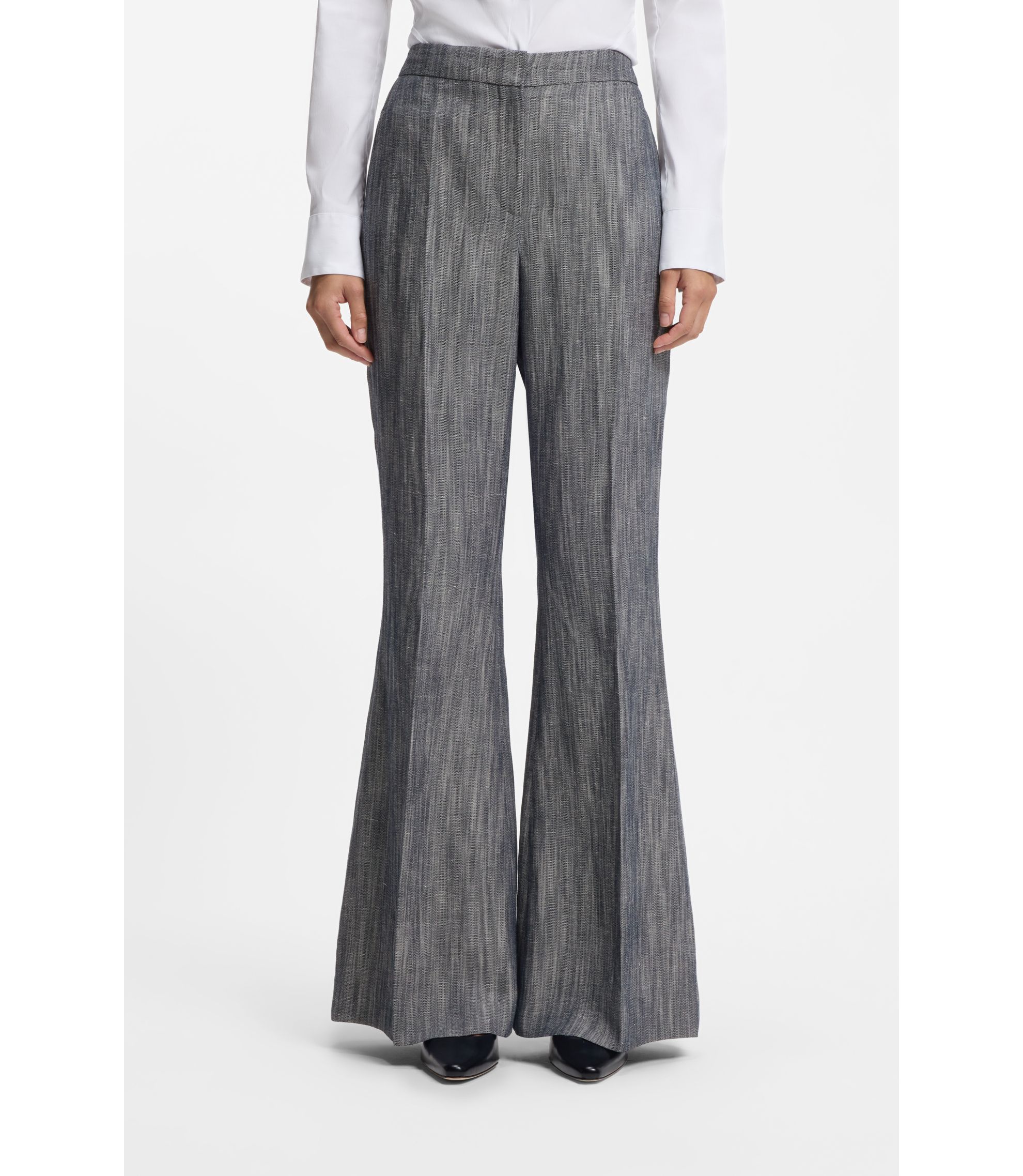 Regular-Fit Hose aus meliertem Denim