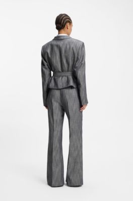 Pantaloni regular fit di flanella effetto m&eacute;lange, Grigio scuro