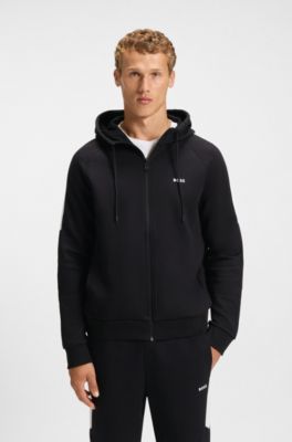 Stretch-cotton tracksuit set with contrast inserts, Black