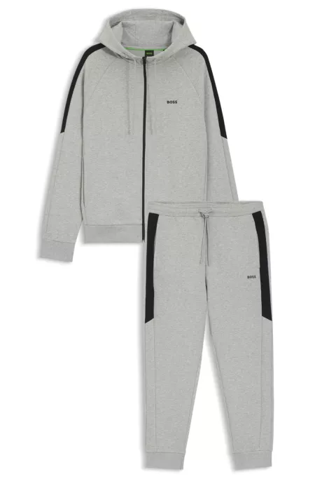Stretch-cotton tracksuit with contrast inserts