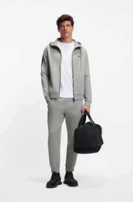 Stretch-cotton tracksuit set with contrast inserts, Light Grey