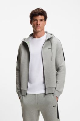 Stretch-cotton tracksuit set with contrast inserts, Light Grey