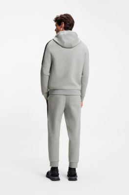 Stretch-cotton tracksuit set with contrast inserts, Light Grey