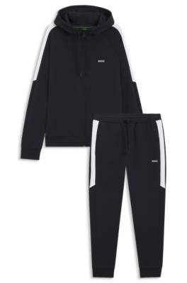 Stretch-cotton tracksuit set with contrast inserts 1