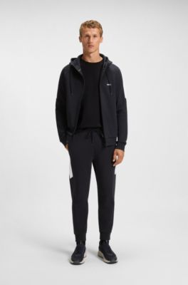 Stretch-cotton tracksuit set with contrast inserts, Dark Blue