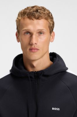 Stretch-cotton tracksuit set with contrast inserts, Dark Blue