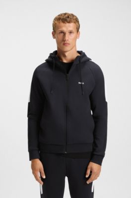 Stretch-cotton tracksuit set with contrast inserts, Dark Blue