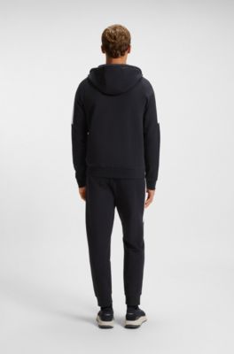 Stretch-cotton tracksuit set with contrast inserts, Dark Blue