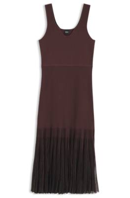 Rib-knit dress with sheer pleating 1