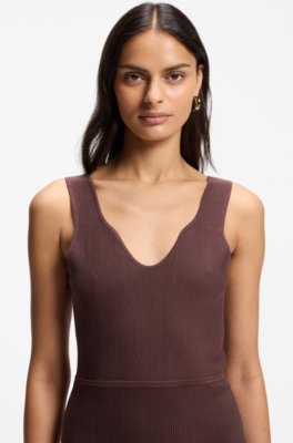 Rib-knit dress with sheer pleating 3