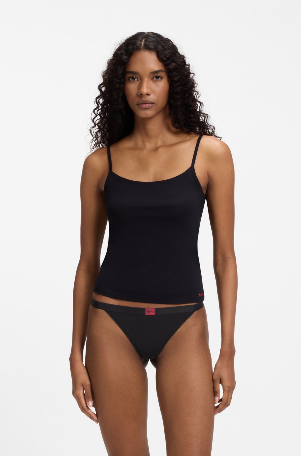 Low-rise thong with branded waistband