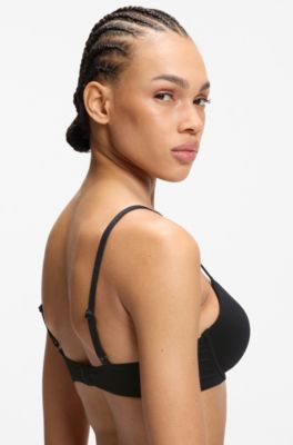 Padded T-shirt bra with red logo label, Black