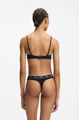 Padded T-shirt bra with red logo label, Black