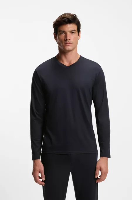 Mercerised stretch-jersey pyjama set with all-over print