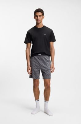 Cotton pyjama set with logo details, Dark Grey