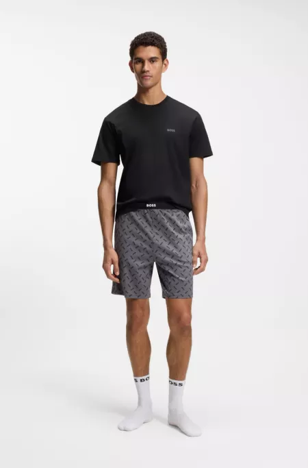 Cotton pyjama set with logo details